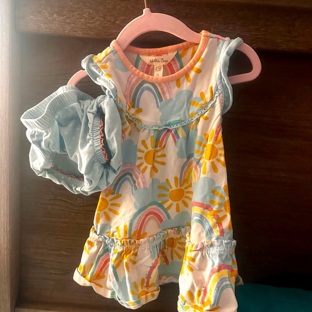 Matilda Jane Rainbow Sun Dress with Matching Bloomies Size 12-18 months